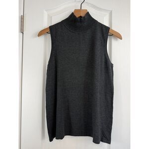 Melanie Lyne Women's Charcoal Gray Sleeveless Mock Neck Sweater Size M